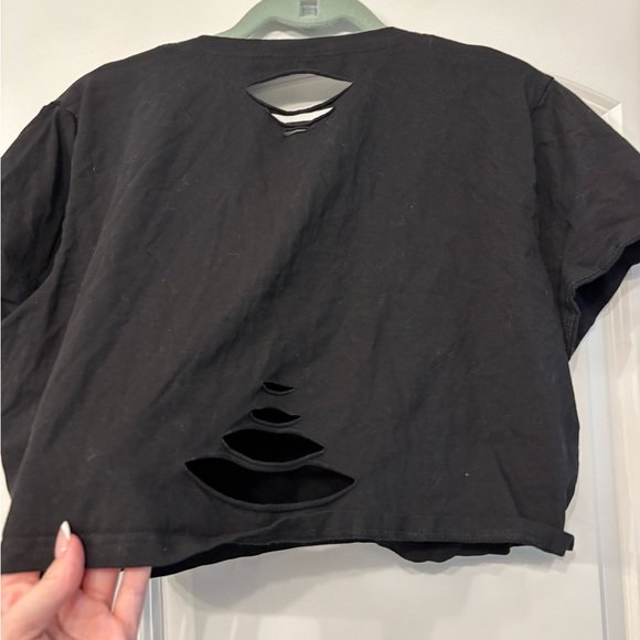 Black Crop Top with Sun and Moon Design - Picture 3 of 4